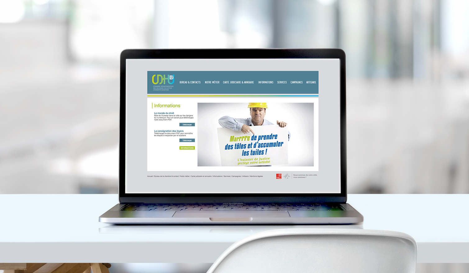 CDHJ17 Site internet Chambre Départementale Huissiers Justice Charente Maritime